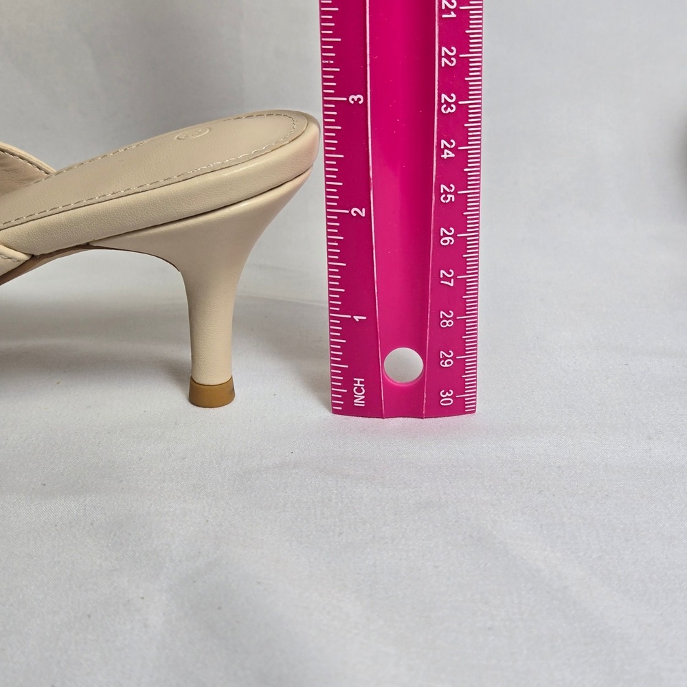 Bow Knot Pointed Toe Kitten Heel Mules Cream Unbranded Neutral Women's Size 7.5 - Picture 3 of 15